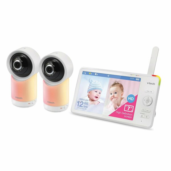 Vtech RM77662HD Smart Wi-Fi 1080p 2-Camera 360 deg.-Pan-and-Tilt Video Baby Monitor System, White RM7766-2HD